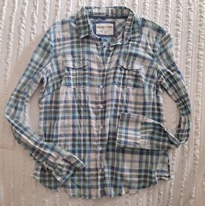 Aeropostale plaid shirt cool blues and greens
